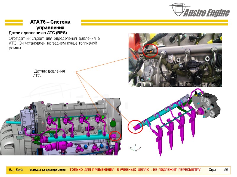 88 Датчик давления в АТС (RPS) Этот датчик служит для определения давления в АТС.